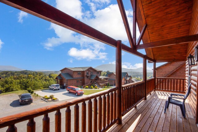 deck featuring a mountain view