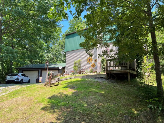 view of yard with a deck