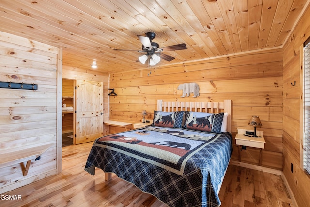 1890 Natures Ln, Sevierville, TN 37862 - bedroom with light wood-style flooring, wood walls, and wood ceiling