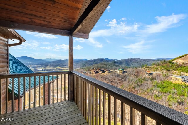 deck with a mountain view