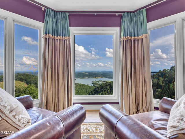 498 Proffitt Ridge Rd, Mooresburg, TN 37811 - sitting room featuring a water view and plenty of natural light