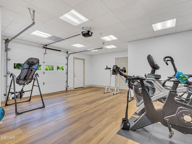 498 Proffitt Ridge Rd, Mooresburg, TN 37811 - workout area with wood finished floors and a drop ceiling