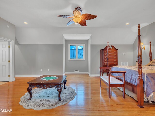498 Proffitt Ridge Rd, Mooresburg, TN 37811 - bedroom featuring light wood-style flooring, recessed lighting, and ceiling fan