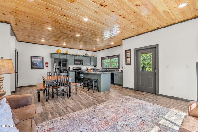 1105 Center St # 2, Sevierville, TN 37862 - dining space featuring recessed lighting, wooden ceiling, and light wood-style flooring