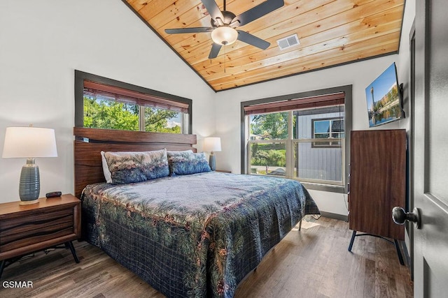 1105 Center St # 2, Sevierville, TN 37862 - bedroom featuring lofted ceiling, wood finished floors, wood ceiling, and a ceiling fan
