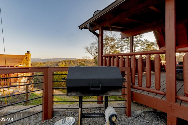 deck with a mountain view