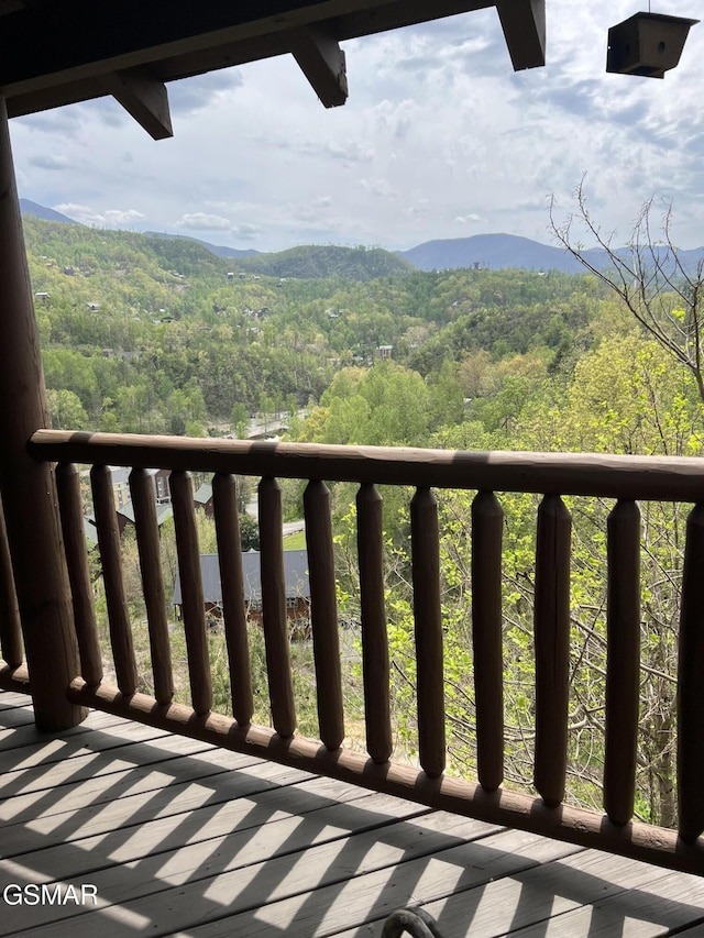 mountain view with a view of trees
