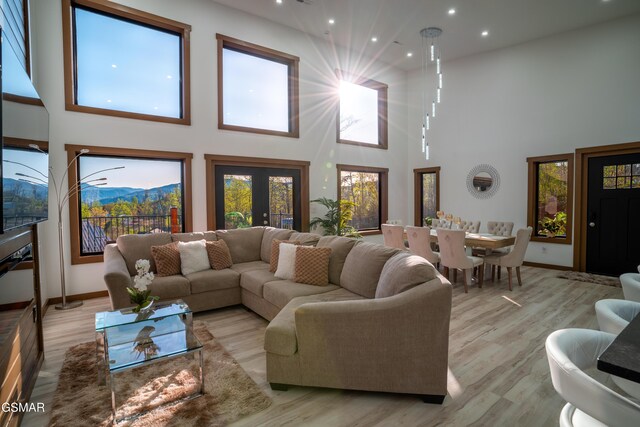 1040 Old Cartertown Rd, Gatlinburg, TN 37738 - dining room featuring french doors, a mountain view, and healthy amount of natural light