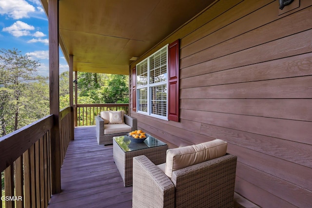 336 Perry Branch Way, Sevierville, TN 37876 - wooden terrace featuring an outdoor living space and covered porch