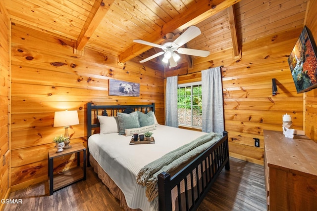 632 Morning Mist Way, Gatlinburg, TN 37738 - bedroom with wood finished floors, wooden ceiling with exposed beams, and wood walls