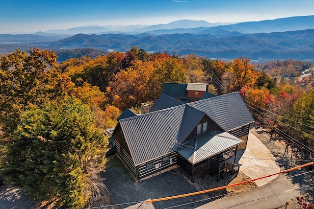 aerial view featuring a mountain view