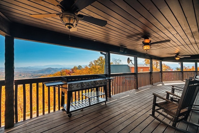 deck featuring a mountain view