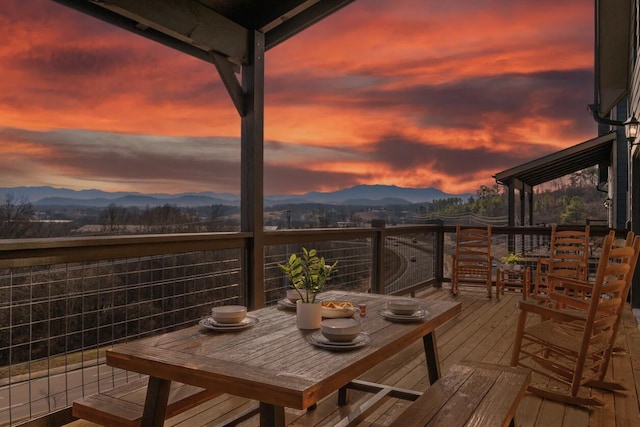 balcony featuring a mountain view