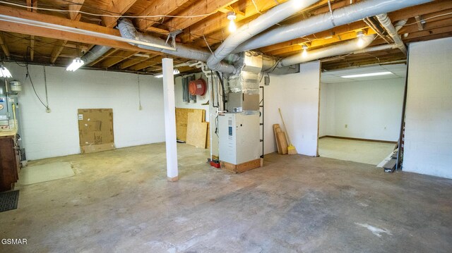 unfinished below grade area with heating unit