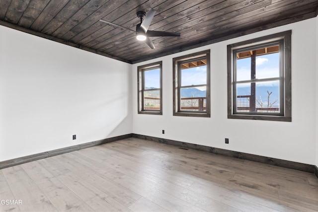 3540 Mountain Tyme Way, Sevierville, TN 37862 - unfurnished room with baseboards, wood ceiling, wood-type flooring, and ceiling fan