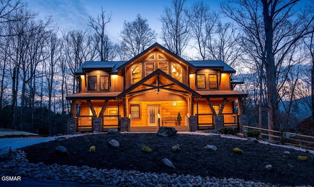 view of front of home featuring covered porch