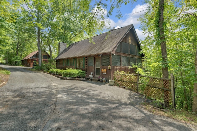 view of log home