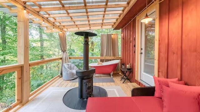 122 Quail Roost Dr, Cosby, TN 37722 - sunroom / solarium featuring healthy amount of natural light and a wooden deck