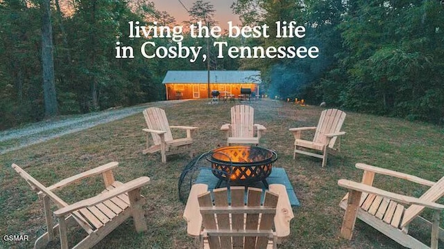 122 Quail Roost Dr, Cosby, TN 37722 - view of yard featuring a fire pit
