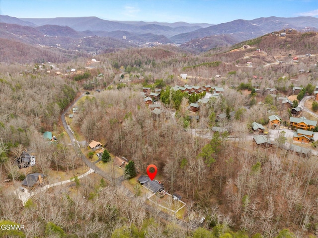 drone / aerial view with a mountain view