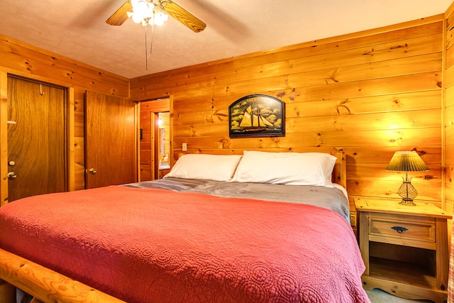 bedroom with carpet and ceiling fan