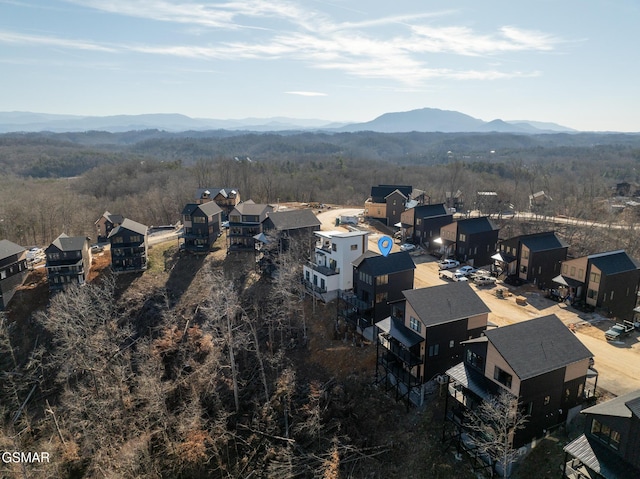 aerial view featuring a mountain view