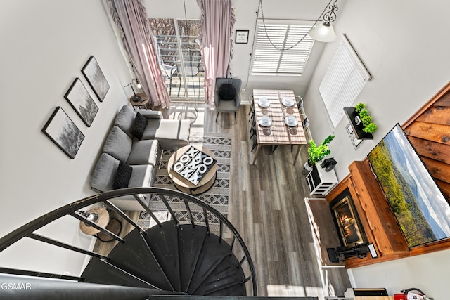 1260 Ski View Dr Unit 3308, Gatlinburg, TN 37738 - staircase featuring a fireplace and wood finished floors