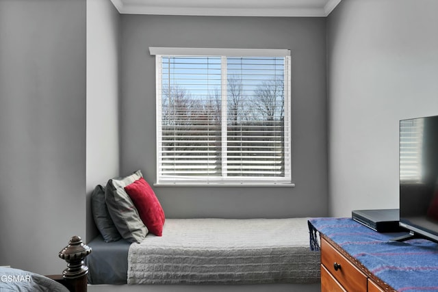 bedroom featuring ornamental molding