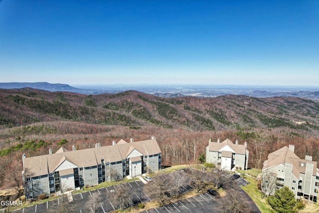 birds eye view of property featuring a mountain view