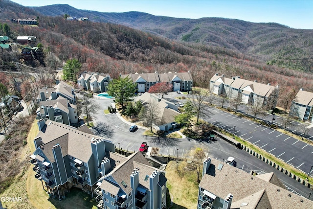 drone / aerial view with a mountain view