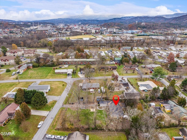 aerial view with a mountain view