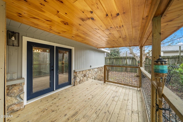 wooden deck with french doors