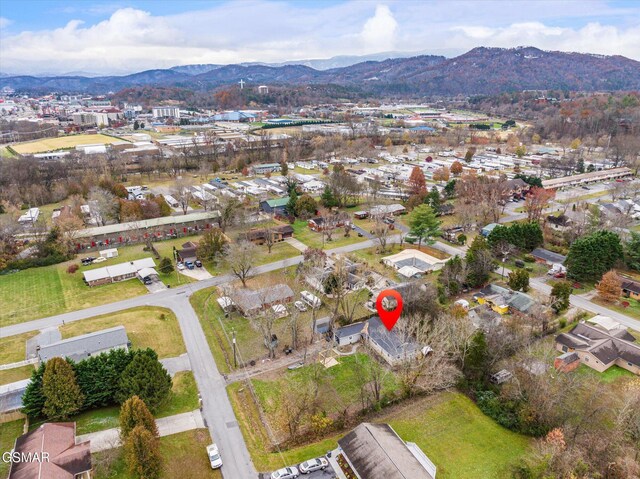 bird's eye view with a mountain view