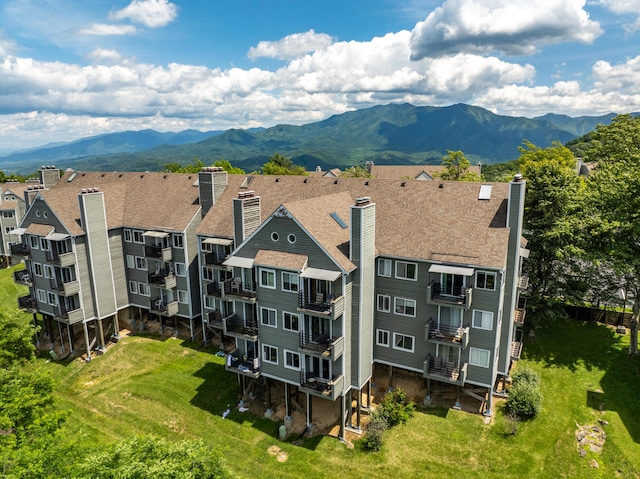 aerial view featuring a mountain view