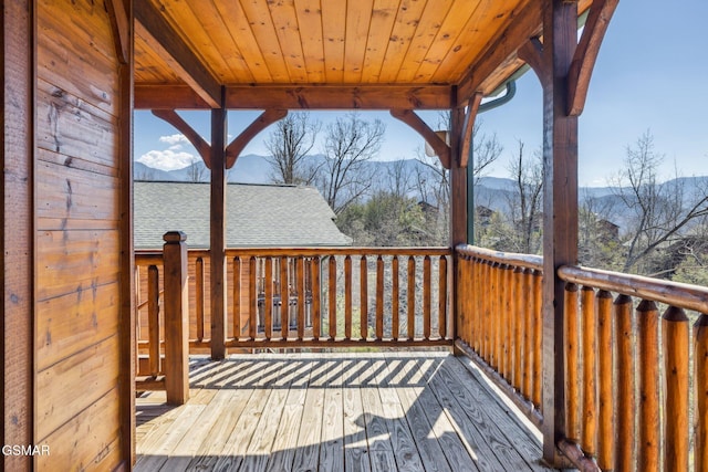 deck featuring a mountain view