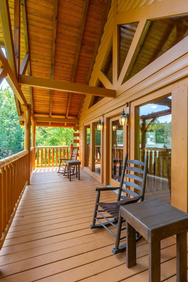 deck featuring covered porch