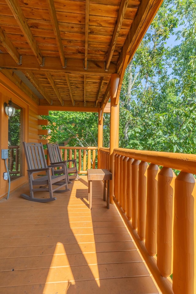 deck with covered porch