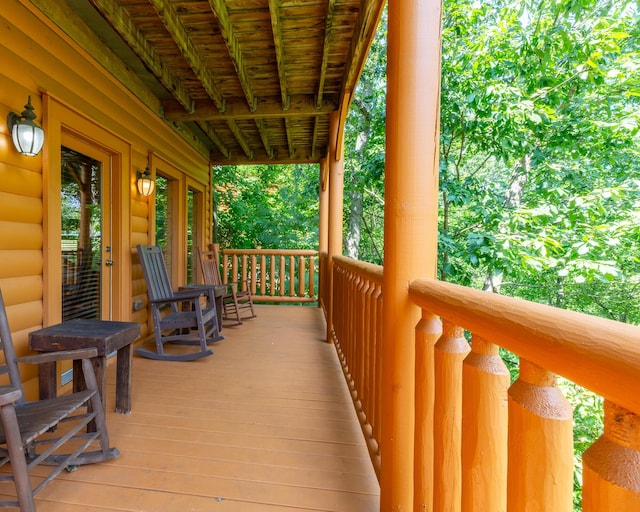 deck with covered porch