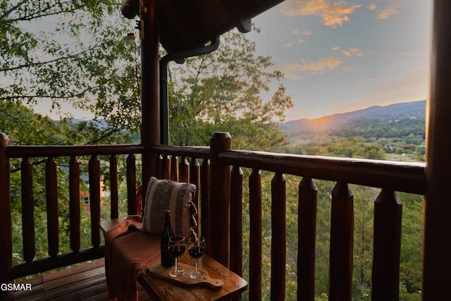 deck featuring a mountain view