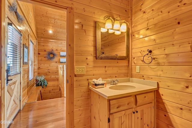 2513 Look Afar View Dr, Sevierville, TN 37876 - bathroom with vanity and wooden walls