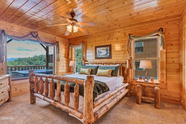 2513 Look Afar View Dr, Sevierville, TN 37876 - bedroom with carpet, wood ceiling, and wooden walls