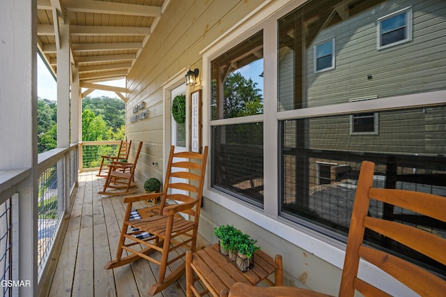 deck with a porch