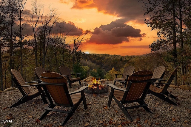2229 Legend Dr, Sevierville, TN 37876 - yard at dusk featuring an outdoor fire pit