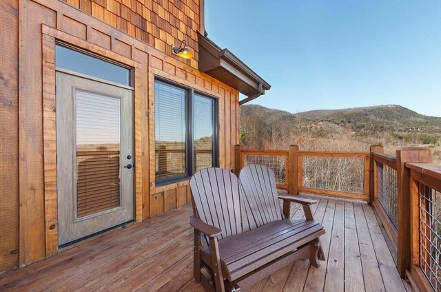 deck with a mountain view