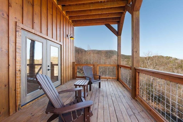 wooden terrace with french doors