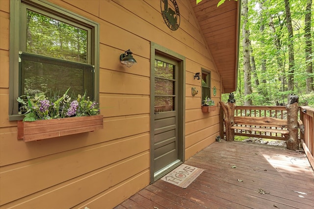 wooden terrace featuring a porch