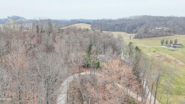 birds eye view of property featuring a view of trees