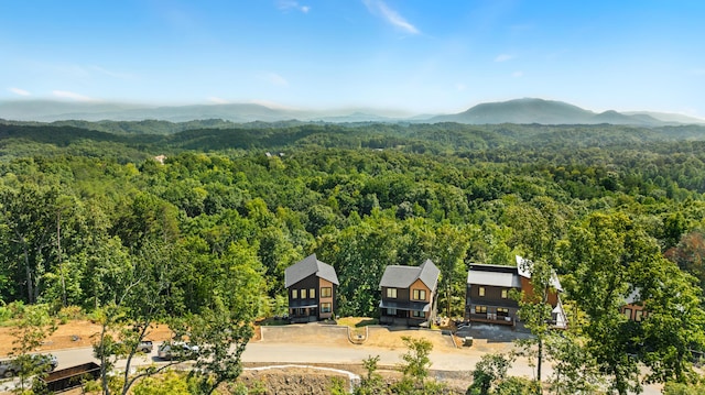 aerial view with a mountain view