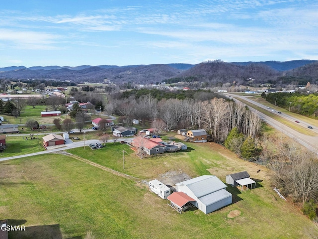 aerial view featuring a mountain view