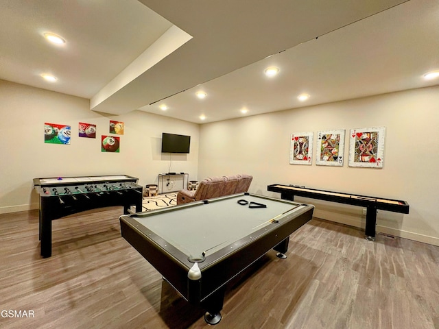 3343 Summit Trails Dr, Sevierville, TN 37862 - game room featuring wood finished floors, baseboards, pool table, and recessed lighting